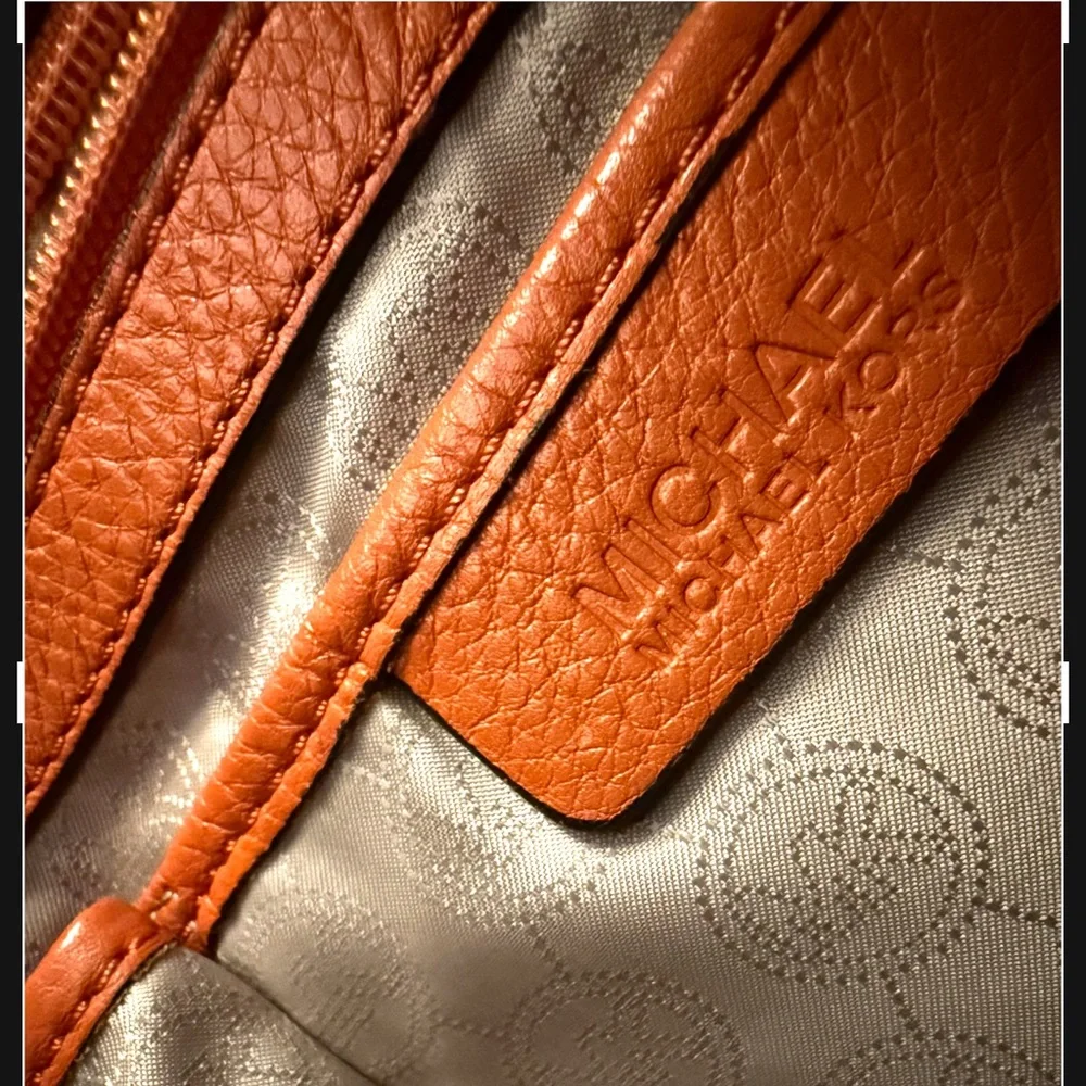 Michael Kors Orange Leather Satchel Bedford Belted Tangerine sale ! - Picture 6 of 7